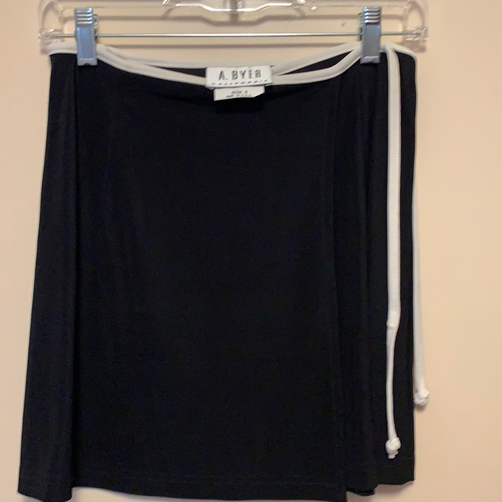 Black Skirt with white trim and tie, size 9